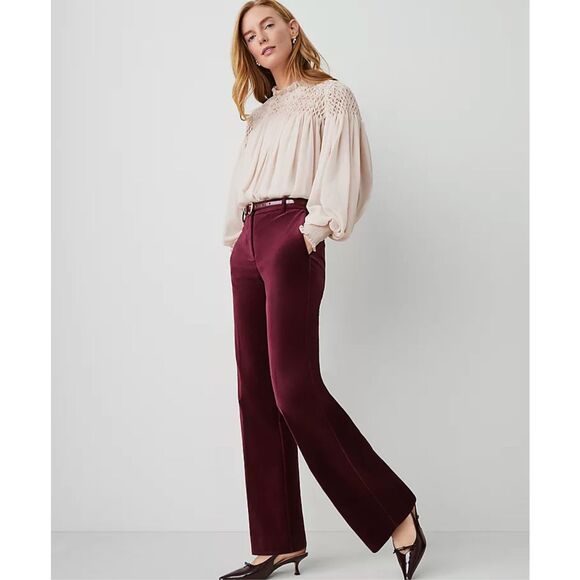 Ann Taylor NWT The Jayne velvet trouser pants 8 - Picture 1 of 9